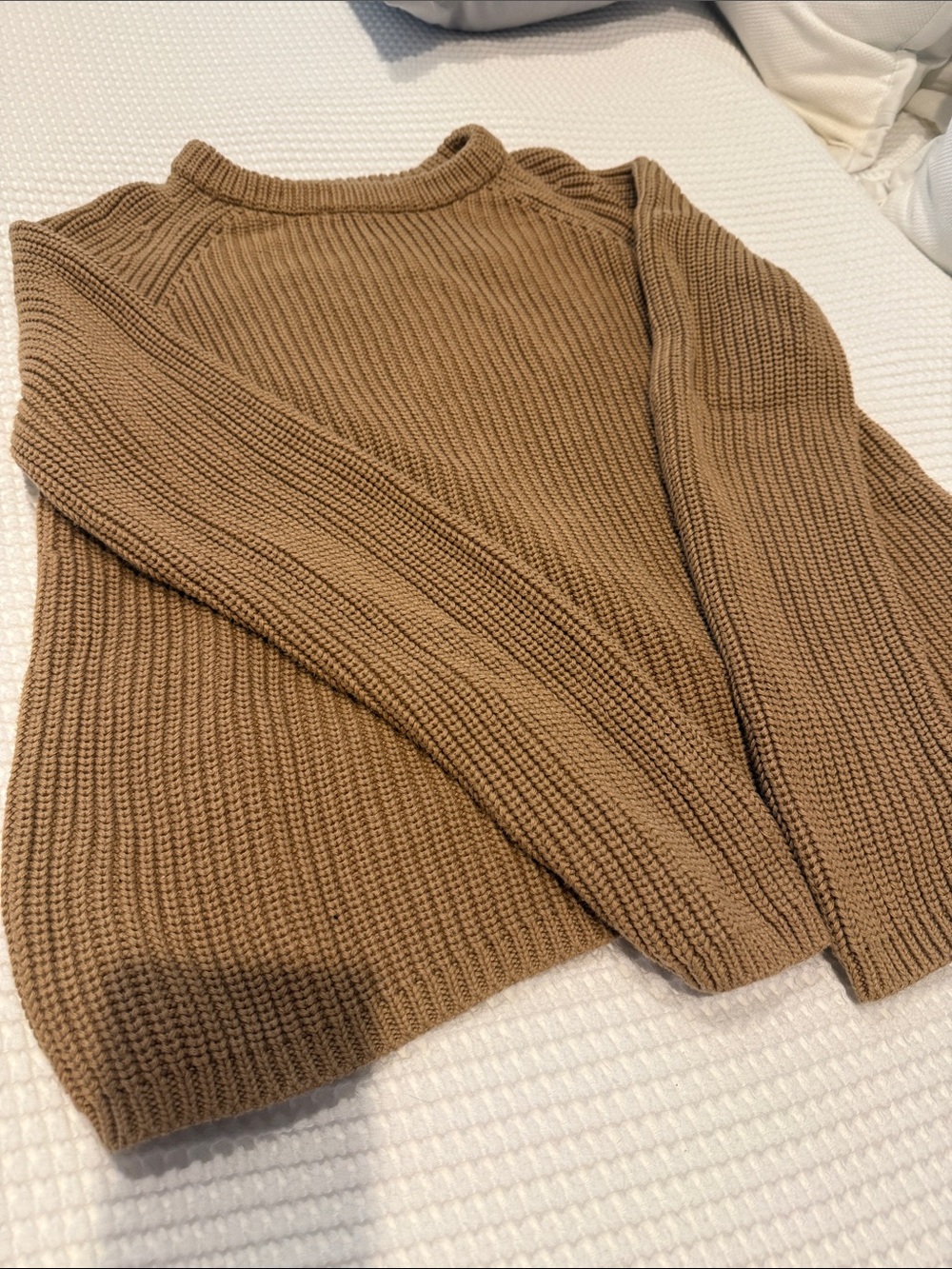 Quince Organic Cotton Fisherman Women’s Sweater in Camel